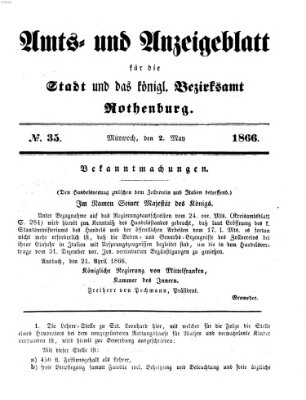 Amts- und Anzeigenblatt für die Stadt und das Königl. Bezirksamt Rothenburg Mittwoch 2. Mai 1866