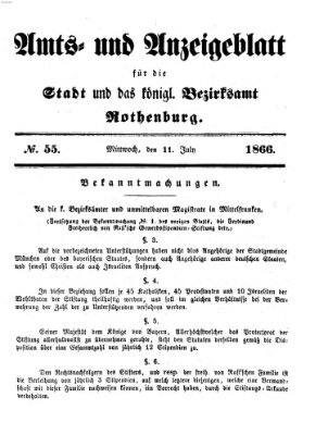 Amts- und Anzeigenblatt für die Stadt und das Königl. Bezirksamt Rothenburg Mittwoch 11. Juli 1866