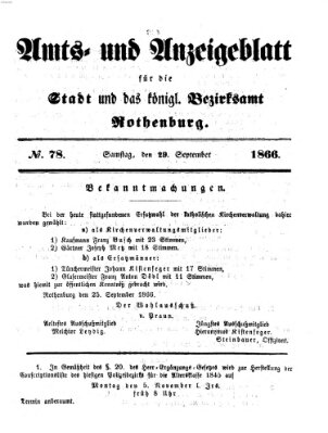 Amts- und Anzeigenblatt für die Stadt und das Königl. Bezirksamt Rothenburg Samstag 29. September 1866