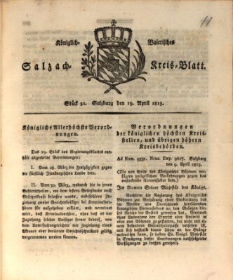 Königlich baierisches Salzach-Kreis-Blatt Montag 19. April 1813