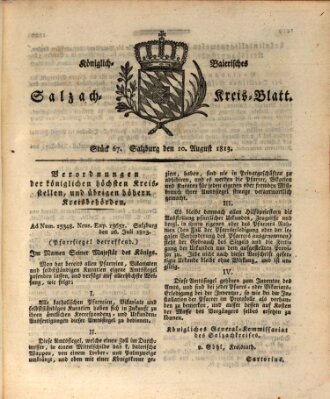 Königlich baierisches Salzach-Kreis-Blatt Freitag 20. August 1813