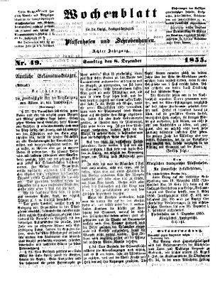 Wochenblatt für die königl. Landgerichtsbezirke Pfaffenhofen und Schrobenhausen (Amts-Blatt für den Verwaltungs- und Gerichts-Bezirk Schrobenhausen) Samstag 8. Dezember 1855