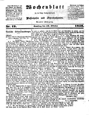 Wochenblatt für die königl. Landgerichtsbezirke Pfaffenhofen und Schrobenhausen (Amts-Blatt für den Verwaltungs- und Gerichts-Bezirk Schrobenhausen) Samstag 18. Oktober 1856