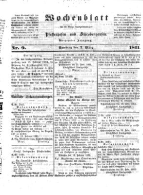 Wochenblatt für die königl. Landgerichtsbezirke Pfaffenhofen und Schrobenhausen (Amts-Blatt für den Verwaltungs- und Gerichts-Bezirk Schrobenhausen) Samstag 2. März 1861