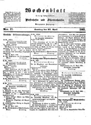 Wochenblatt für die königl. Landgerichtsbezirke Pfaffenhofen und Schrobenhausen (Amts-Blatt für den Verwaltungs- und Gerichts-Bezirk Schrobenhausen) Samstag 27. April 1861