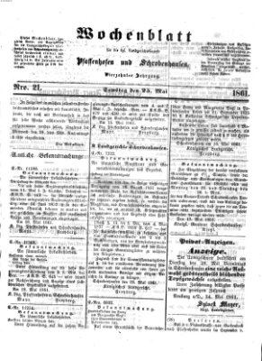 Wochenblatt für die königl. Landgerichtsbezirke Pfaffenhofen und Schrobenhausen (Amts-Blatt für den Verwaltungs- und Gerichts-Bezirk Schrobenhausen) Samstag 25. Mai 1861