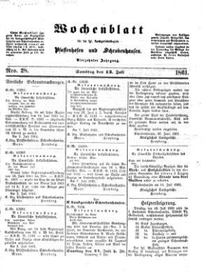 Wochenblatt für die königl. Landgerichtsbezirke Pfaffenhofen und Schrobenhausen (Amts-Blatt für den Verwaltungs- und Gerichts-Bezirk Schrobenhausen) Samstag 13. Juli 1861