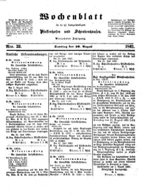 Wochenblatt für die königl. Landgerichtsbezirke Pfaffenhofen und Schrobenhausen (Amts-Blatt für den Verwaltungs- und Gerichts-Bezirk Schrobenhausen) Samstag 10. August 1861