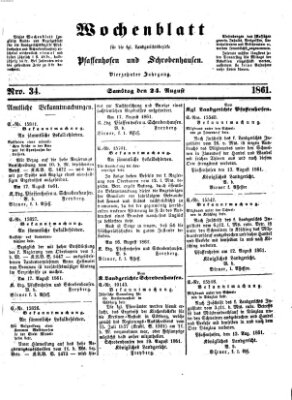 Wochenblatt für die königl. Landgerichtsbezirke Pfaffenhofen und Schrobenhausen (Amts-Blatt für den Verwaltungs- und Gerichts-Bezirk Schrobenhausen) Samstag 24. August 1861