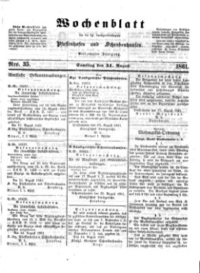 Wochenblatt für die königl. Landgerichtsbezirke Pfaffenhofen und Schrobenhausen (Amts-Blatt für den Verwaltungs- und Gerichts-Bezirk Schrobenhausen) Samstag 31. August 1861