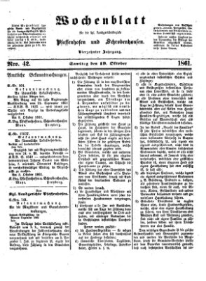 Wochenblatt für die königl. Landgerichtsbezirke Pfaffenhofen und Schrobenhausen (Amts-Blatt für den Verwaltungs- und Gerichts-Bezirk Schrobenhausen) Samstag 19. Oktober 1861