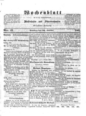 Wochenblatt für die königl. Landgerichtsbezirke Pfaffenhofen und Schrobenhausen (Amts-Blatt für den Verwaltungs- und Gerichts-Bezirk Schrobenhausen) Samstag 26. Oktober 1861