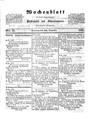 Wochenblatt für die königl. Landgerichtsbezirke Pfaffenhofen und Schrobenhausen (Amts-Blatt für den Verwaltungs- und Gerichts-Bezirk Schrobenhausen) Samstag 21. Dezember 1861