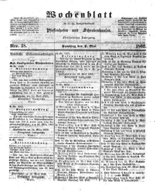 Wochenblatt für die königl. Landgerichtsbezirke Pfaffenhofen und Schrobenhausen (Amts-Blatt für den Verwaltungs- und Gerichts-Bezirk Schrobenhausen) Samstag 3. Mai 1862