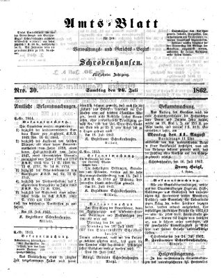 Amts-Blatt für den Verwaltungs- und Gerichts-Bezirk Schrobenhausen Samstag 26. Juli 1862