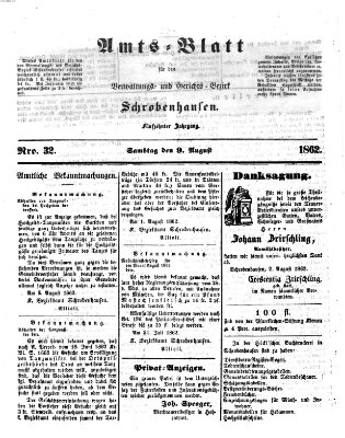 Amts-Blatt für den Verwaltungs- und Gerichts-Bezirk Schrobenhausen Samstag 9. August 1862