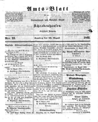 Amts-Blatt für den Verwaltungs- und Gerichts-Bezirk Schrobenhausen Samstag 16. August 1862