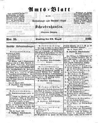 Amts-Blatt für den Verwaltungs- und Gerichts-Bezirk Schrobenhausen Samstag 23. August 1862