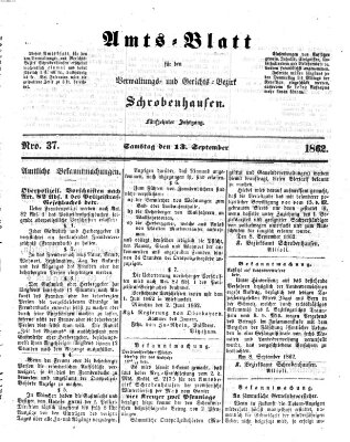 Amts-Blatt für den Verwaltungs- und Gerichts-Bezirk Schrobenhausen Samstag 13. September 1862