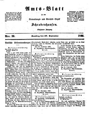 Amts-Blatt für den Verwaltungs- und Gerichts-Bezirk Schrobenhausen Samstag 27. September 1862