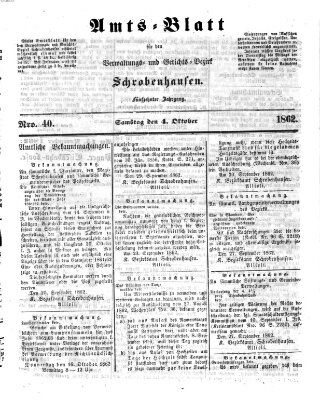 Amts-Blatt für den Verwaltungs- und Gerichts-Bezirk Schrobenhausen Samstag 4. Oktober 1862