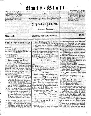 Amts-Blatt für den Verwaltungs- und Gerichts-Bezirk Schrobenhausen Samstag 11. Oktober 1862