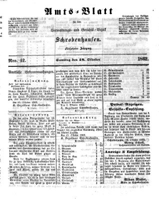 Amts-Blatt für den Verwaltungs- und Gerichts-Bezirk Schrobenhausen Samstag 18. Oktober 1862