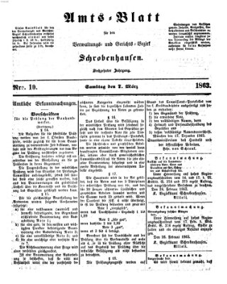 Amts-Blatt für den Verwaltungs- und Gerichts-Bezirk Schrobenhausen Samstag 7. März 1863