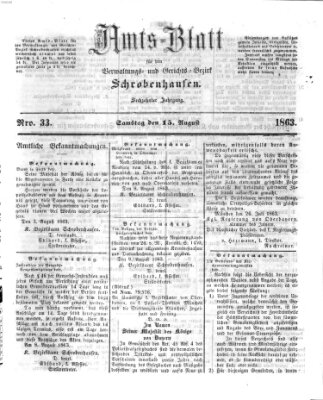 Amts-Blatt für den Verwaltungs- und Gerichts-Bezirk Schrobenhausen Samstag 15. August 1863