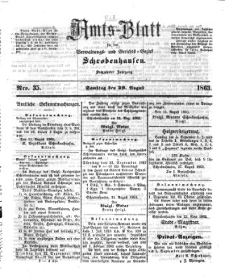 Amts-Blatt für den Verwaltungs- und Gerichts-Bezirk Schrobenhausen Samstag 29. August 1863