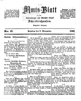 Amts-Blatt für den Verwaltungs- und Gerichts-Bezirk Schrobenhausen Samstag 7. November 1863