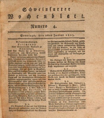 Schweinfurter Wochenblatt Sonntag 26. Januar 1823