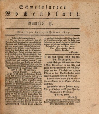 Schweinfurter Wochenblatt Sonntag 23. Februar 1823