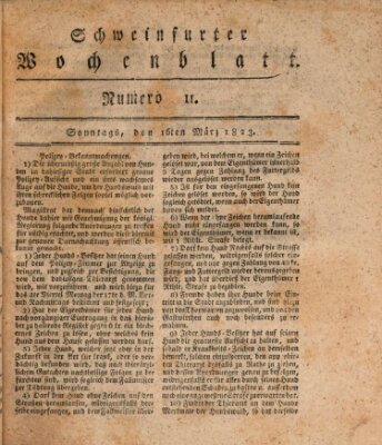 Schweinfurter Wochenblatt Sonntag 16. März 1823