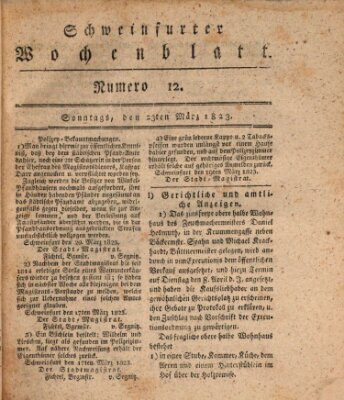 Schweinfurter Wochenblatt Sonntag 23. März 1823