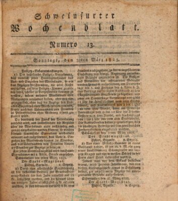 Schweinfurter Wochenblatt Sonntag 30. März 1823