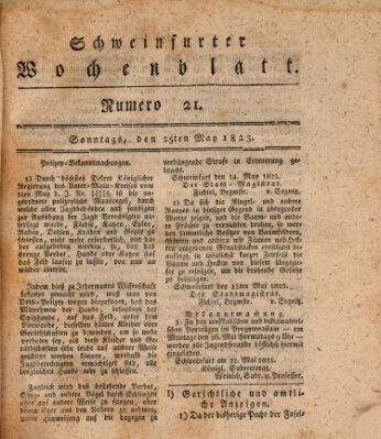 Schweinfurter Wochenblatt Sonntag 25. Mai 1823