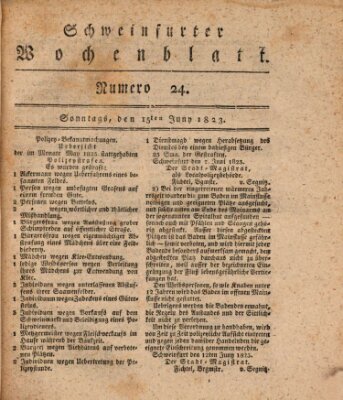 Schweinfurter Wochenblatt Sonntag 15. Juni 1823