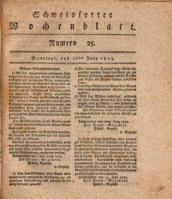 Schweinfurter Wochenblatt Sonntag 22. Juni 1823