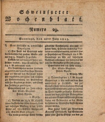 Schweinfurter Wochenblatt Sonntag 20. Juli 1823