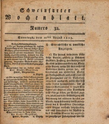 Schweinfurter Wochenblatt Sonntag 10. August 1823