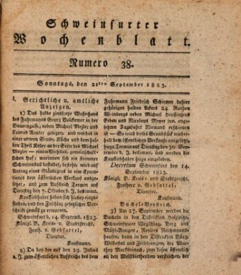 Schweinfurter Wochenblatt Sonntag 21. September 1823