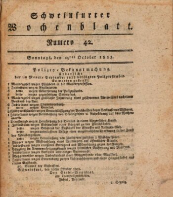 Schweinfurter Wochenblatt Sonntag 19. Oktober 1823