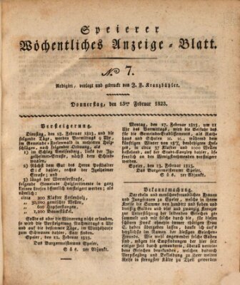 Speyerer wöchentliches Anzeige-Blatt Donnerstag 13. Februar 1823