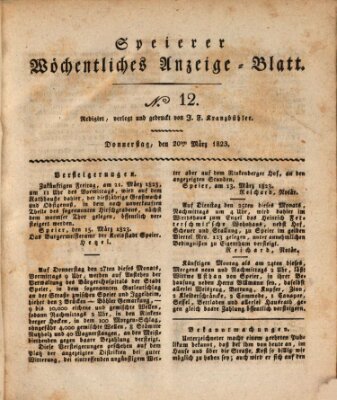 Speyerer wöchentliches Anzeige-Blatt Donnerstag 20. März 1823