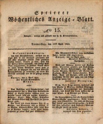 Speyerer wöchentliches Anzeige-Blatt Donnerstag 10. April 1823