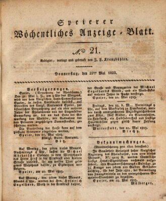 Speyerer wöchentliches Anzeige-Blatt Donnerstag 22. Mai 1823