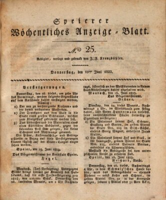 Speyerer wöchentliches Anzeige-Blatt Donnerstag 19. Juni 1823