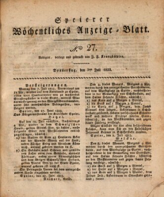 Speyerer wöchentliches Anzeige-Blatt Donnerstag 3. Juli 1823