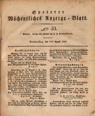 Speyerer wöchentliches Anzeige-Blatt Donnerstag 14. August 1823